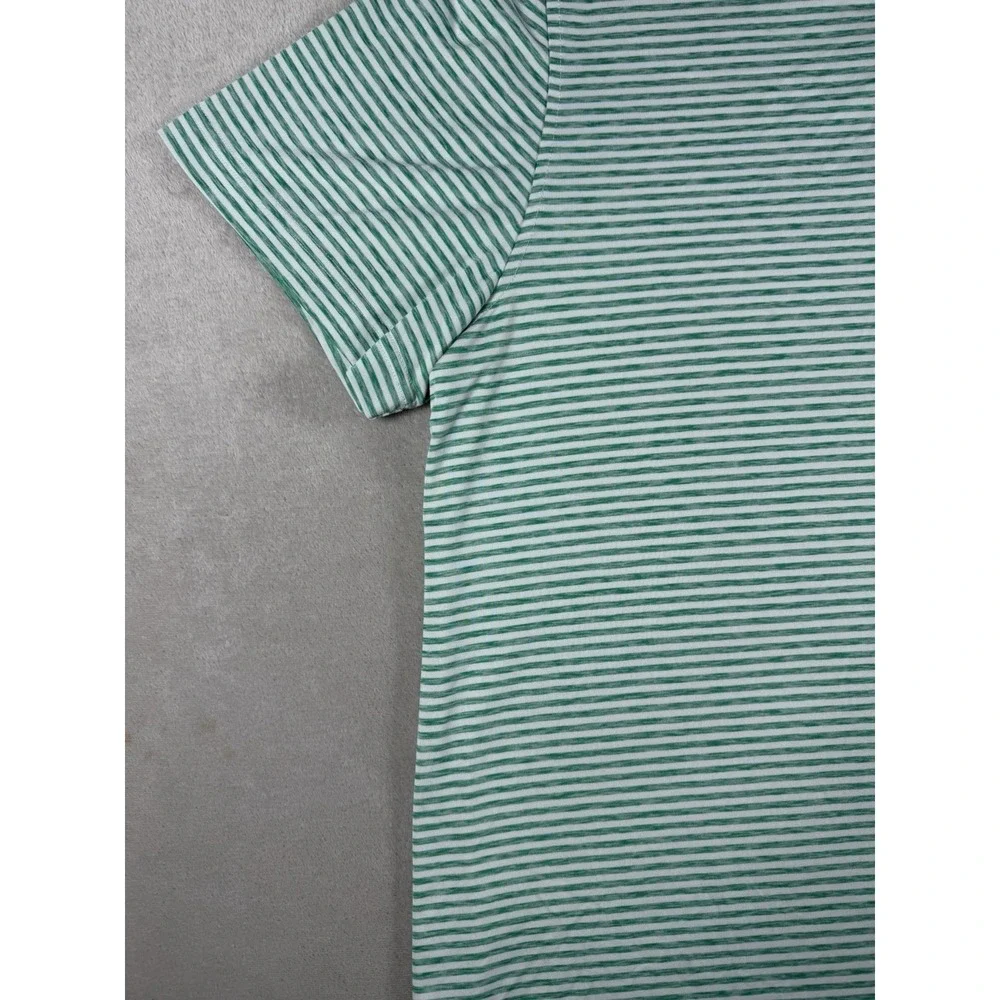 IZOD Golf Polo Shirt Mens‎ Large Green White Striped Short Sleeve Performance